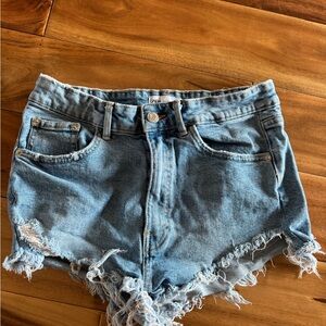 Zara Light Blue Distressed Jean Shorts